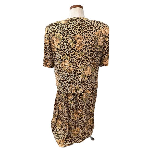 Vintage 80s Animal Print and Floral skirt set - Picture 4 of 7